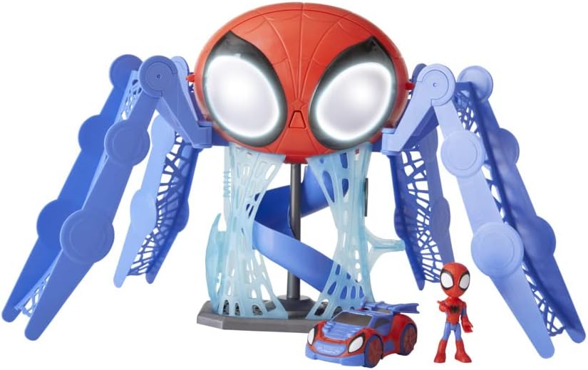 Marvel Spidey and His Amazing Friends Web-Quarters Playset with Lights, Sounds, Spidey, and Vehicle
