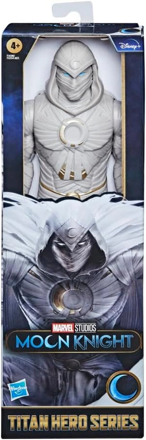Moon Knight action figure in packaging with Marvel and Hasbro branding.