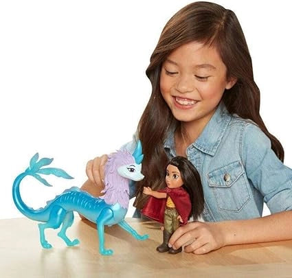 Girl Playing with Disney Raya and The Last Dragon Toy