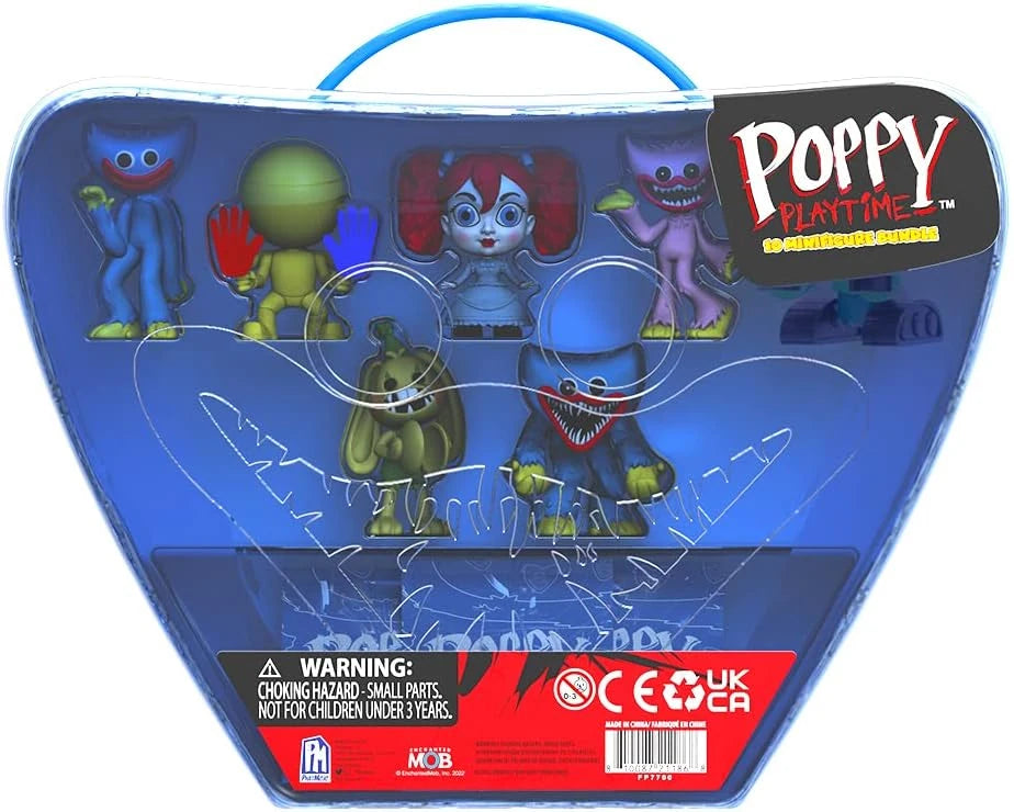 Blue toy case with colorful figures and 'Poppy Playtime' branding.