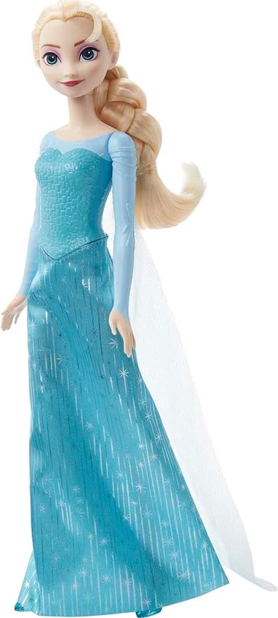  Mattel Disney Frozen Elsa Doll in signature blue dress with removable cape and skirt. Posable for creative play. Inspired by Frozen movies.