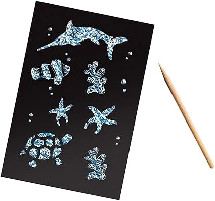 Sea Life SCRATCH ART SHEET with scratch pen