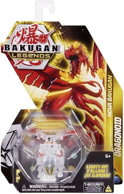 Bakugan Legends figure packaging with red Dragonoid character