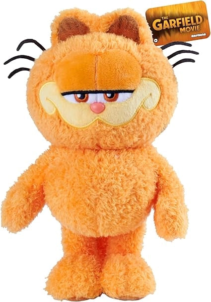 Plush toy of Garfield from The Garfield Movie on a white background