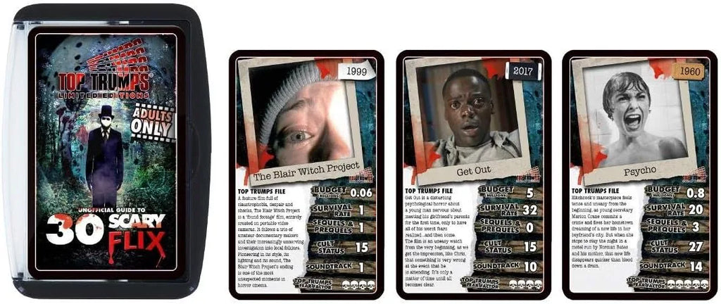 Scary Flix Top Trumps Game With Cards