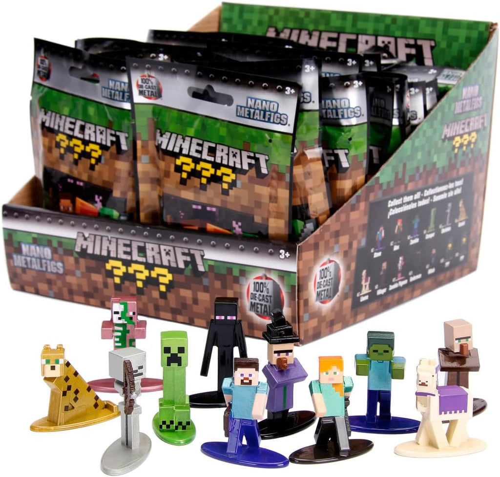 Minecraft Die-Cast Nanofigs Blind Bag Assortment. Each mysterious blind bag contains a surprise 1.65-inch die-cast minifigure waiting to be discovered! Collect all your favorite characters from the world of Minecraft.