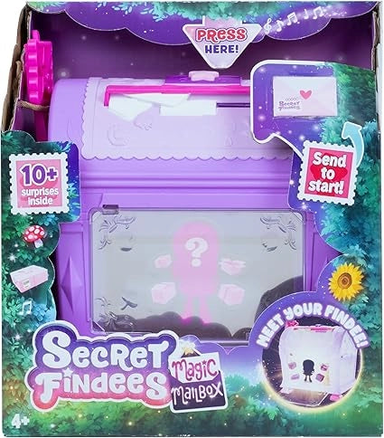 Secret Findees Magic Mannequin toy packaging with purple and green design