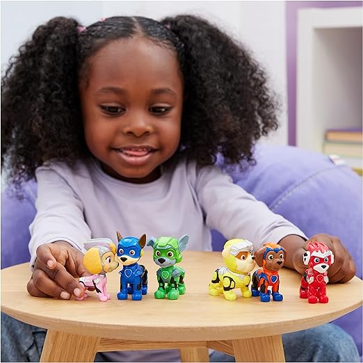 A girl is playing with collectable figure