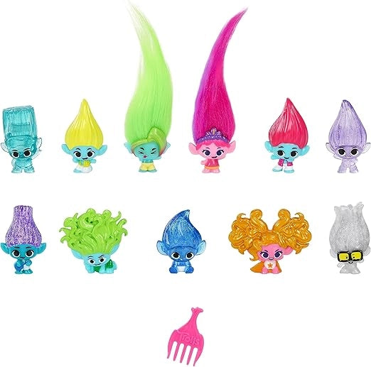 Colorful toy figures with various hairstyles on a white background