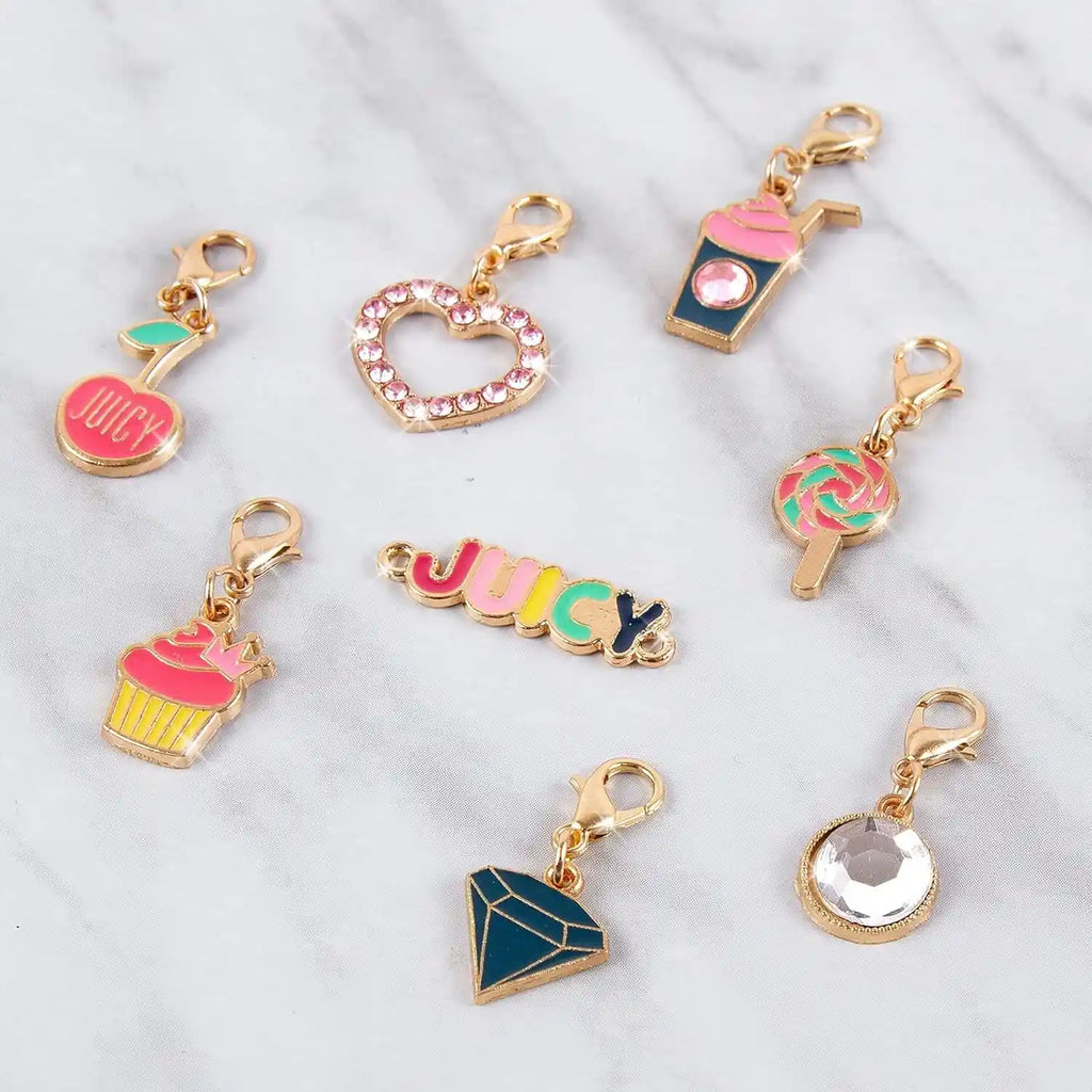 Set of colorful charms on a white background