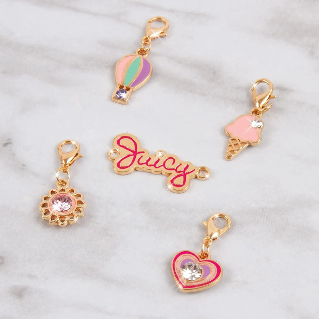 Set of colorful charms on a marble background