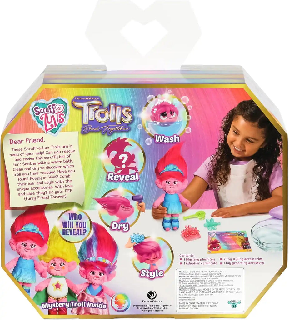 Back side of LITTLE LIVE PETS SCRUFF-A-LUVS TROLLS SINGLE
