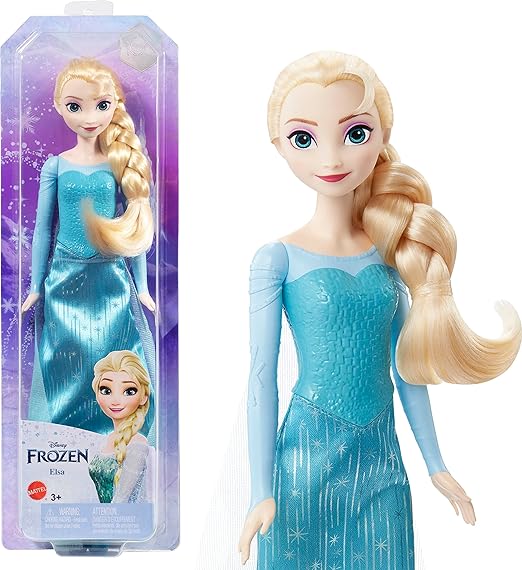  Mattel Disney Frozen Elsa Doll in signature blue dress with removable cape and skirt. Posable for creative play. Inspired by Frozen movies.