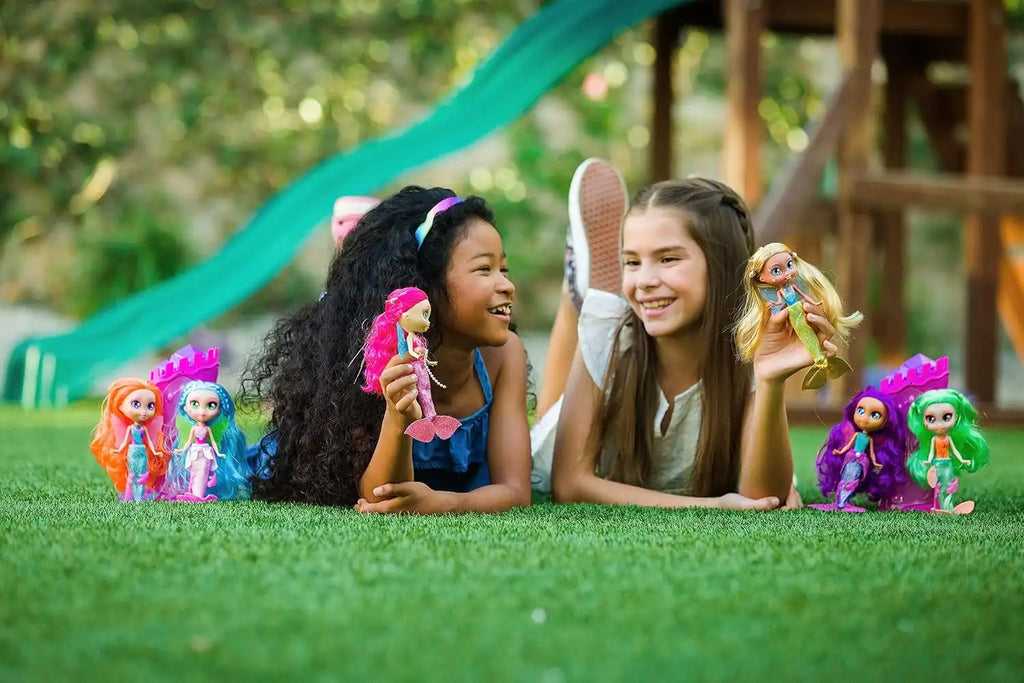 Girls Playing with Bright Fairy Friends  Mermaid Doll Figure