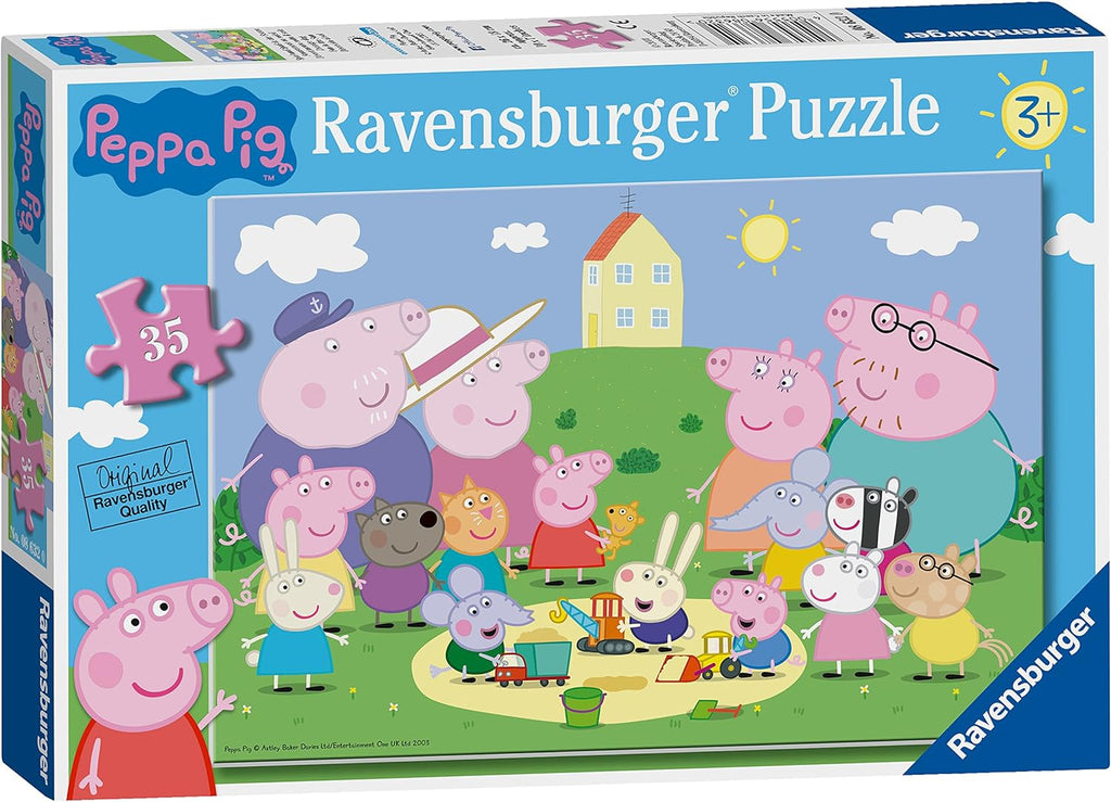 Ravensburger Peppa Pig Fun In The Sun jigsaw puzzle box with 35 pieces, ideal for kids aged 3 and up