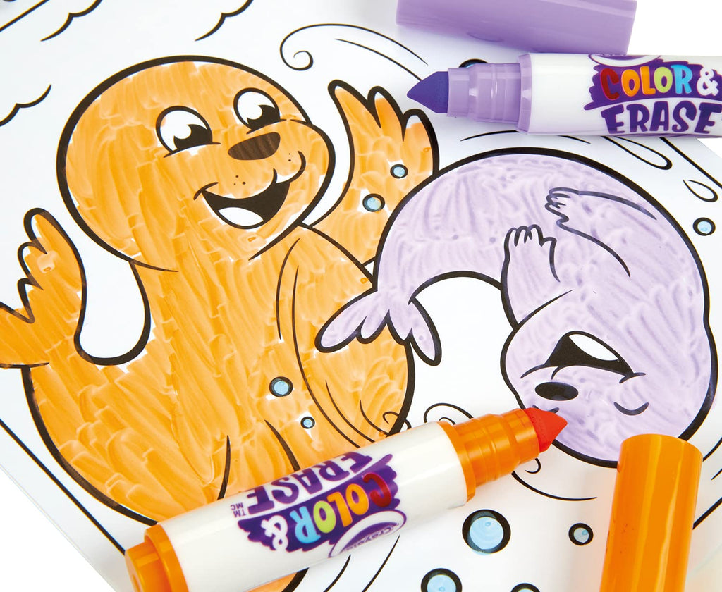 Close-up of Crayola Mini Kids Activity Album showcasing Disney coloring pages