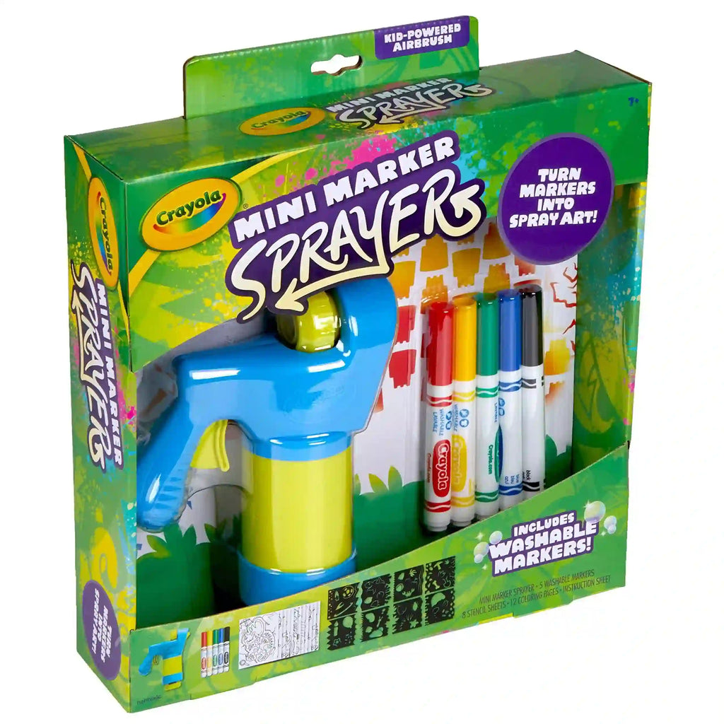 Crayola box packing of mini marker sprayers