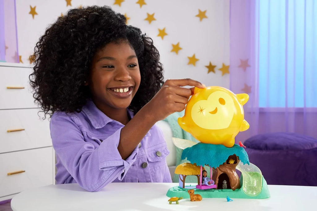 Girl Playing with Mattel Disney’s Wish Magical Star Playset with Asha Mini Doll