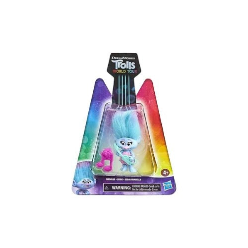 Trolls World Tour Chenille doll in packaging with rainbow design