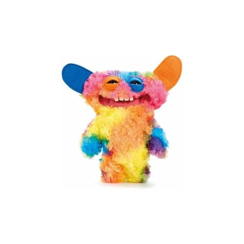 Colorful fuggler plush toy with a white background