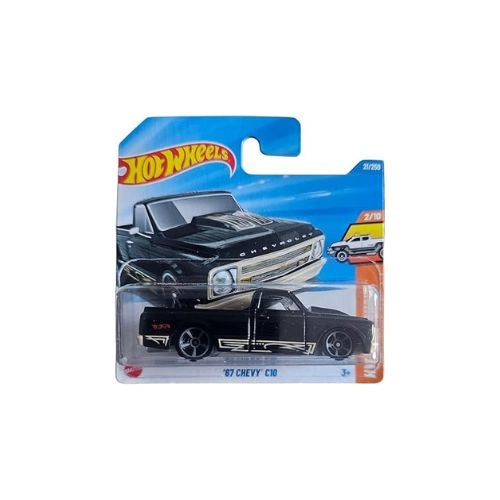 Hot Wheels '67 Chevy C10 toy car in packaging on a white background