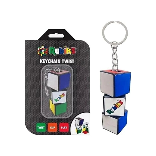 Rubik's Cube keychain twist with packaging on a white background