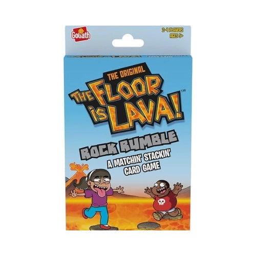 Packaging of 'The Floor is Lava!' card game with characters on a white background