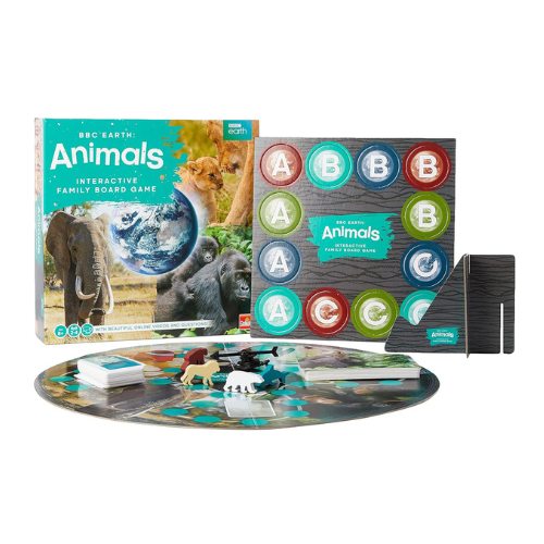 Goliath Games Animals: Trivia board game for 2-4 players ages 8 and up. Based on the BBC's Earth and Blue Planet documentaries. Players answer trivia questions about animals and navigate the game board using animal cards. Requires an internet-connected device to stream video clips and interactive content.