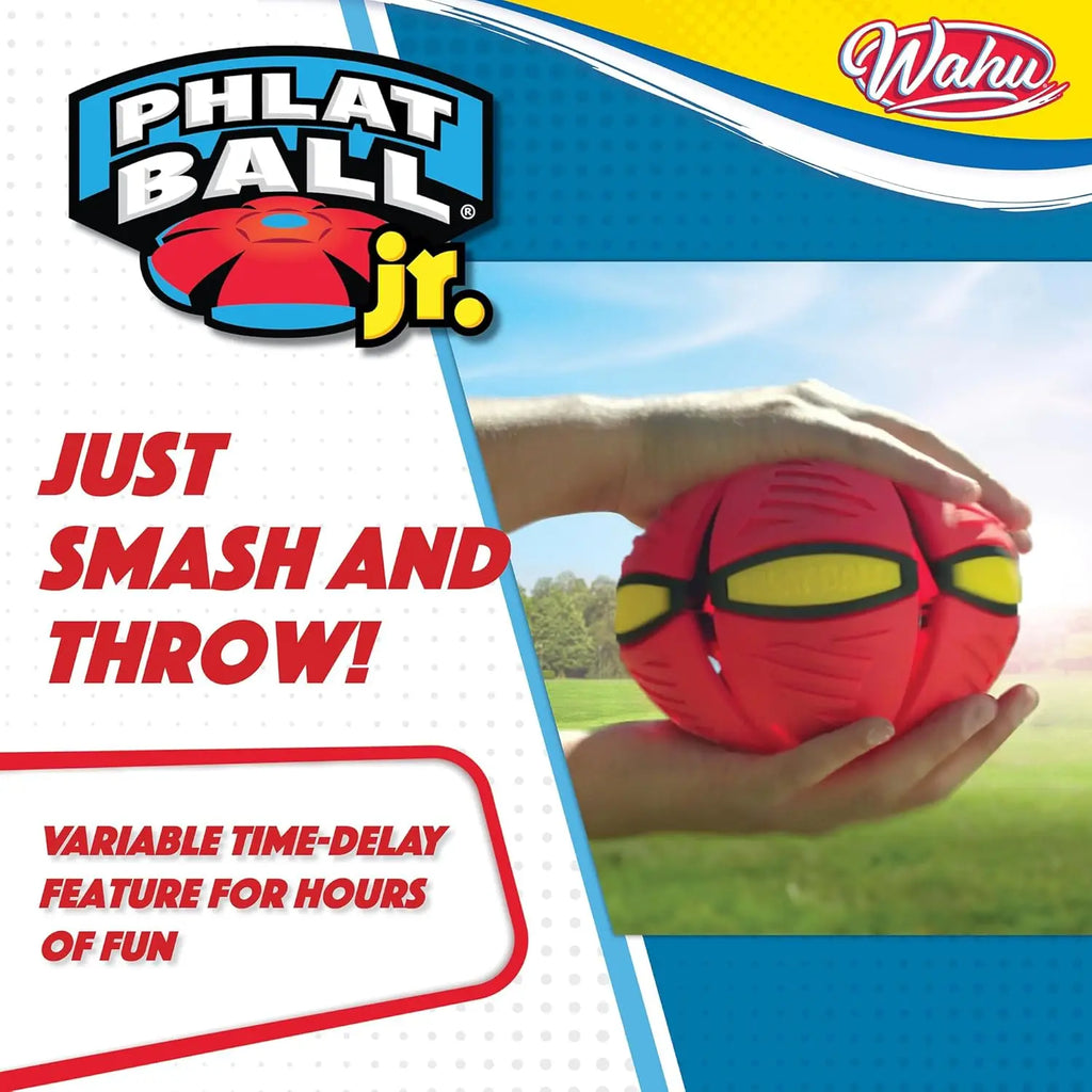 WAHU Phlat Ball Junior transforming mid-air from a disc into a ball, showcasing its unique design