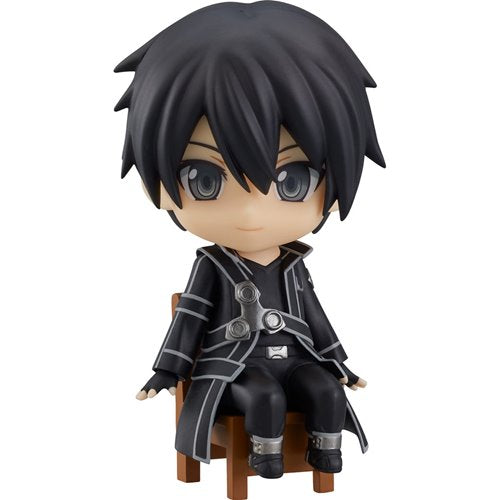  From the anime series "Sword Art Online," this Nendoroid Swacchao! figure features Kirito in a sitting pose. Nendoroid Swacchao! figures are designed to sit on edges of shelves or desks, making them perfect for display in tight spaces. The figure includes interchangeable face plates to capture different expressions, and may come with additional accessories depending on the specific version.
