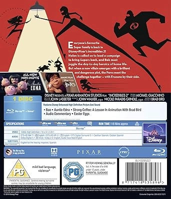 Back Side of Incredibles 2 DVD
