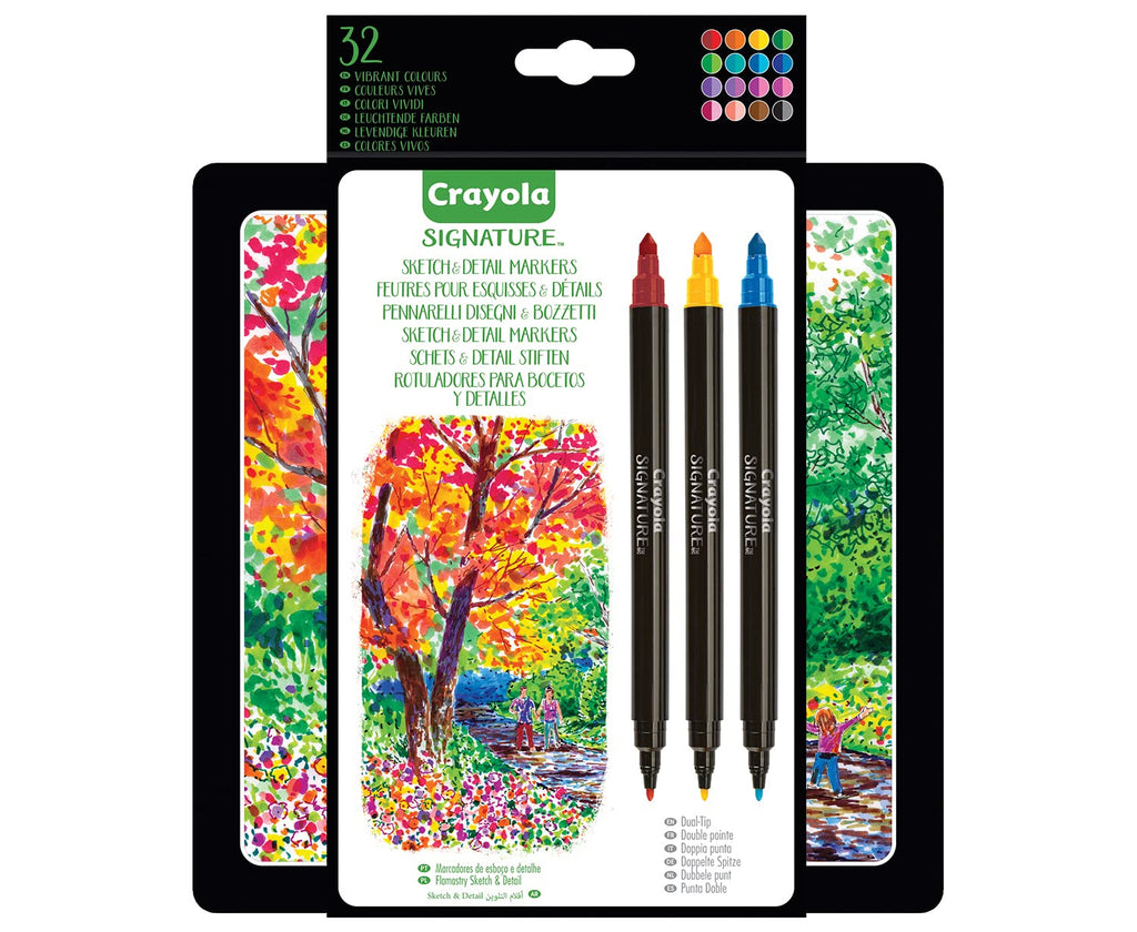 Crayola Signature 16 Adult Marker Set displayed with vibrant colors.