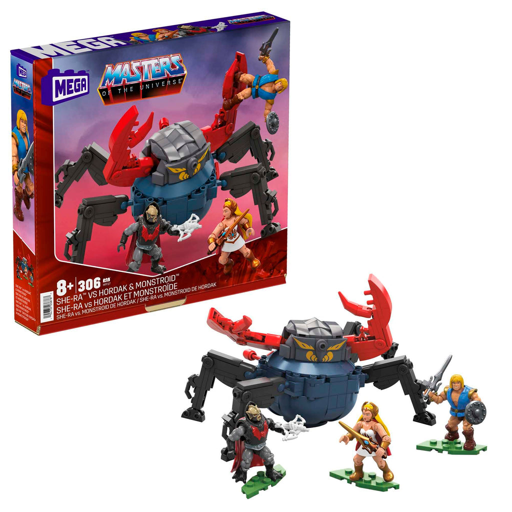  Build the iconic fearsome Monstroid creature and recreate epic battles between She-Ra and Hordak with this MEGA Masters of the Universe construction set! This 306-piece set features buildable figures of She-Ra, Hordak, and Prince Adam, plus a spinning Monstroid with posable claws and a chomping jaw. A fun and nostalgic building experience for fans of the Masters of the Universe franchise ages 8 and up.